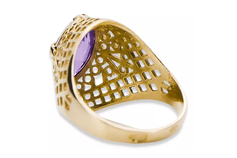 Artisanat vintage Anneau Alexandrite Or jaune 14 carats vrc030y